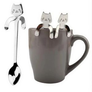 Adorable Kitty Hang On Side Of Cup Unique Gift Stainless Steel Spoon!